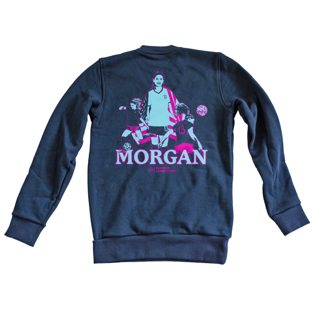 Navy Alex Morgan Crew Neck Sweatshirt, Player Design.