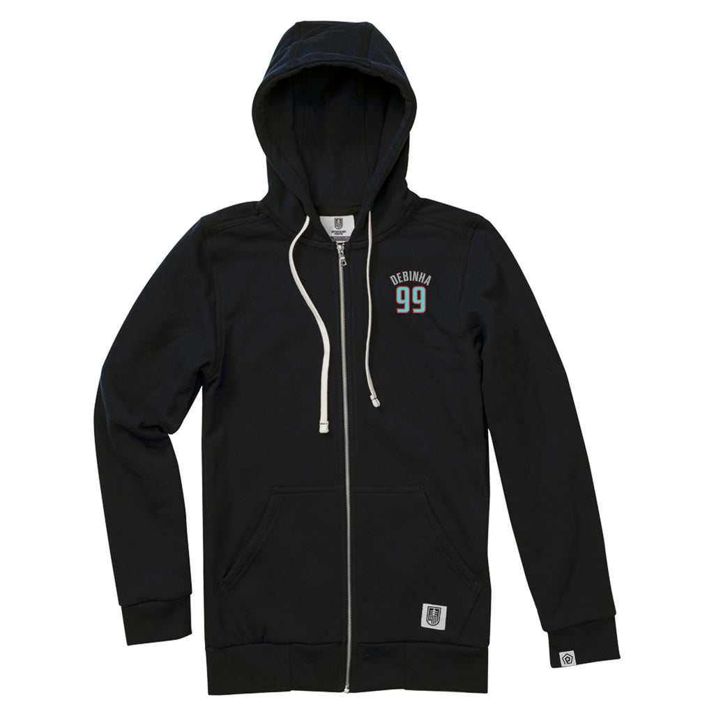 Black American Roots Hoodie featuring Debinha's name and number.  Made in the USA Union Made.